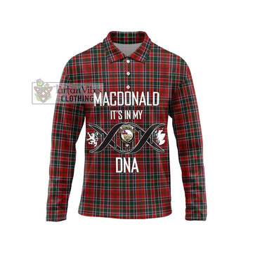 MacDonald of Lochmaddy Tartan Long Sleeve Polo Shirt with Family Crest DNA In Me Style