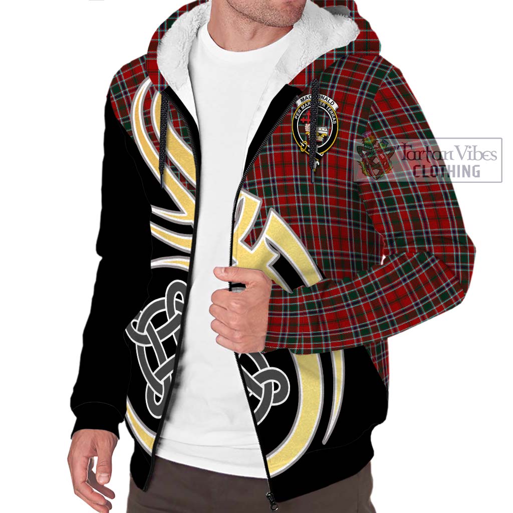 MacDonald of Lochmaddy Tartan Sherpa Hoodie with Family Crest and Celtic Symbol Style - Tartan Vibes Clothing