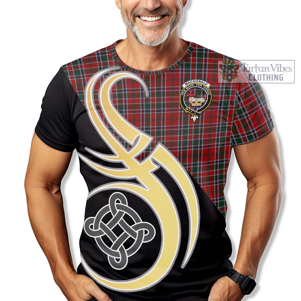 Tartan Vibes Clothing MacDonald of Lochmaddy Tartan T-Shirt with Family Crest and Celtic Symbol Style