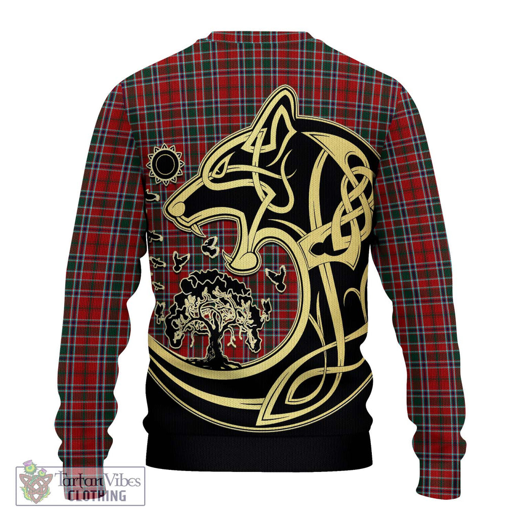 MacDonald of Lochmaddy Tartan Knitted Sweater with Family Crest Celtic Wolf Style - Tartan Vibes Clothing