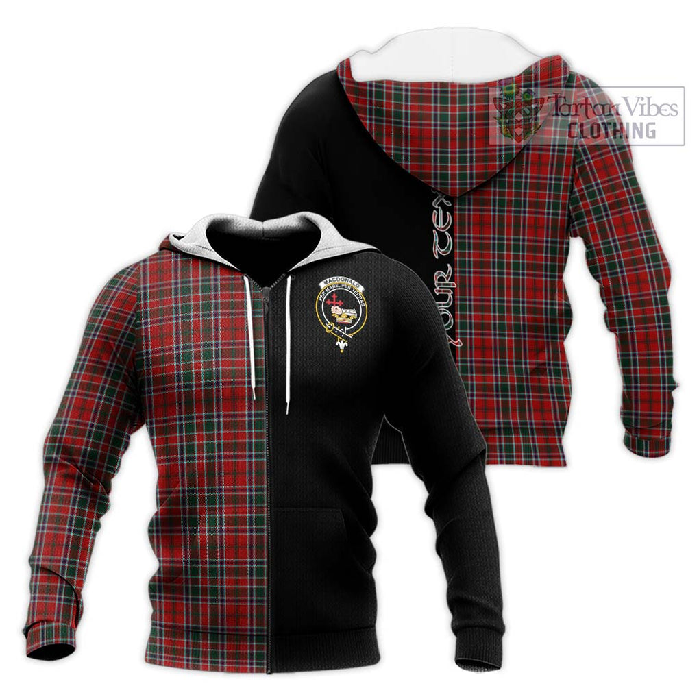 MacDonald of Lochmaddy Tartan Knitted Hoodie with Family Crest and Half Of Me Style Unisex Knitted Zip Hoodie - Tartanvibesclothing Shop