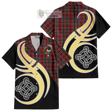 MacDonald of Lochmaddy Tartan Short Sleeve Button Shirt with Family Crest and Celtic Symbol Style