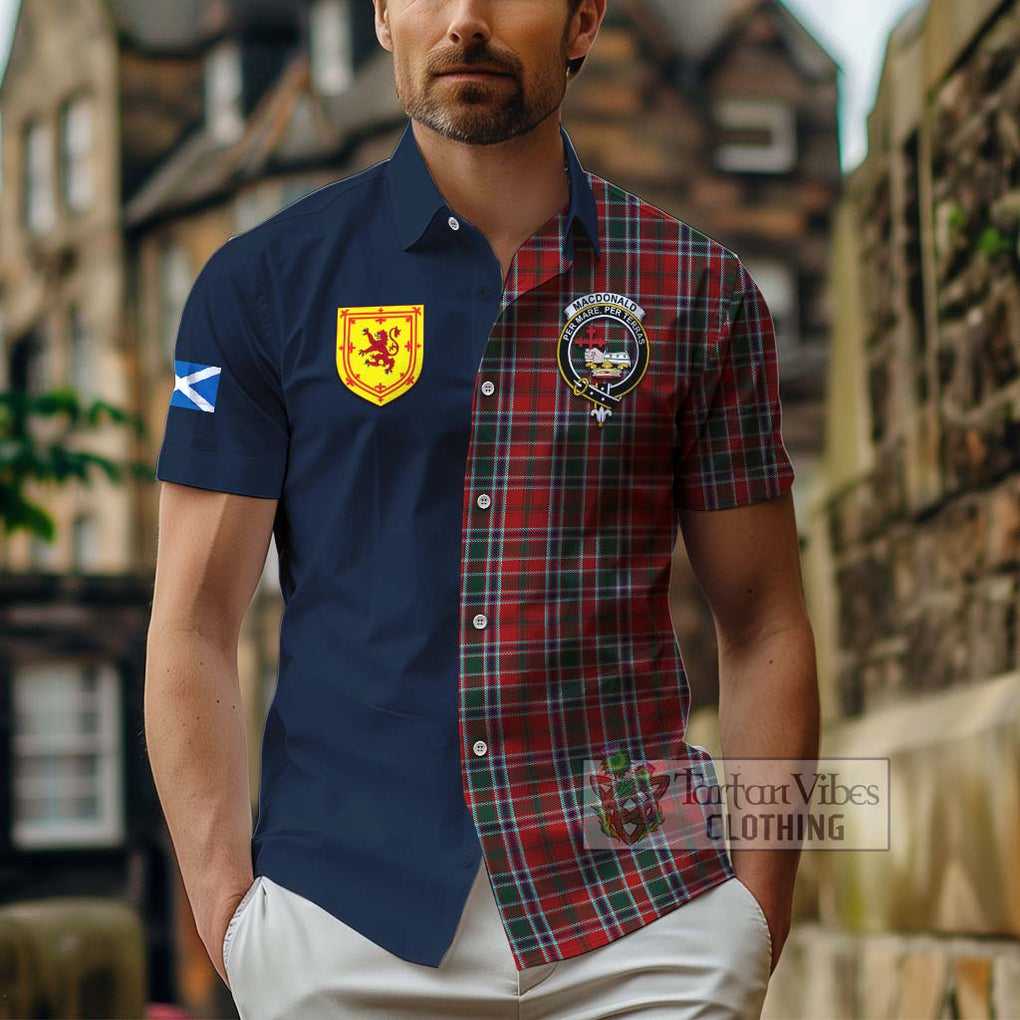 Tartan Vibes Clothing MacDonald of Lochmaddy Tartan Short Sleeve Button Shirt with Scottish Lion Royal Arm Half Style