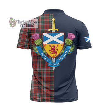 MacDonald of Lochmaddy Tartan Zipper Polo Shirt Alba with Scottish Lion Royal Arm Half Style