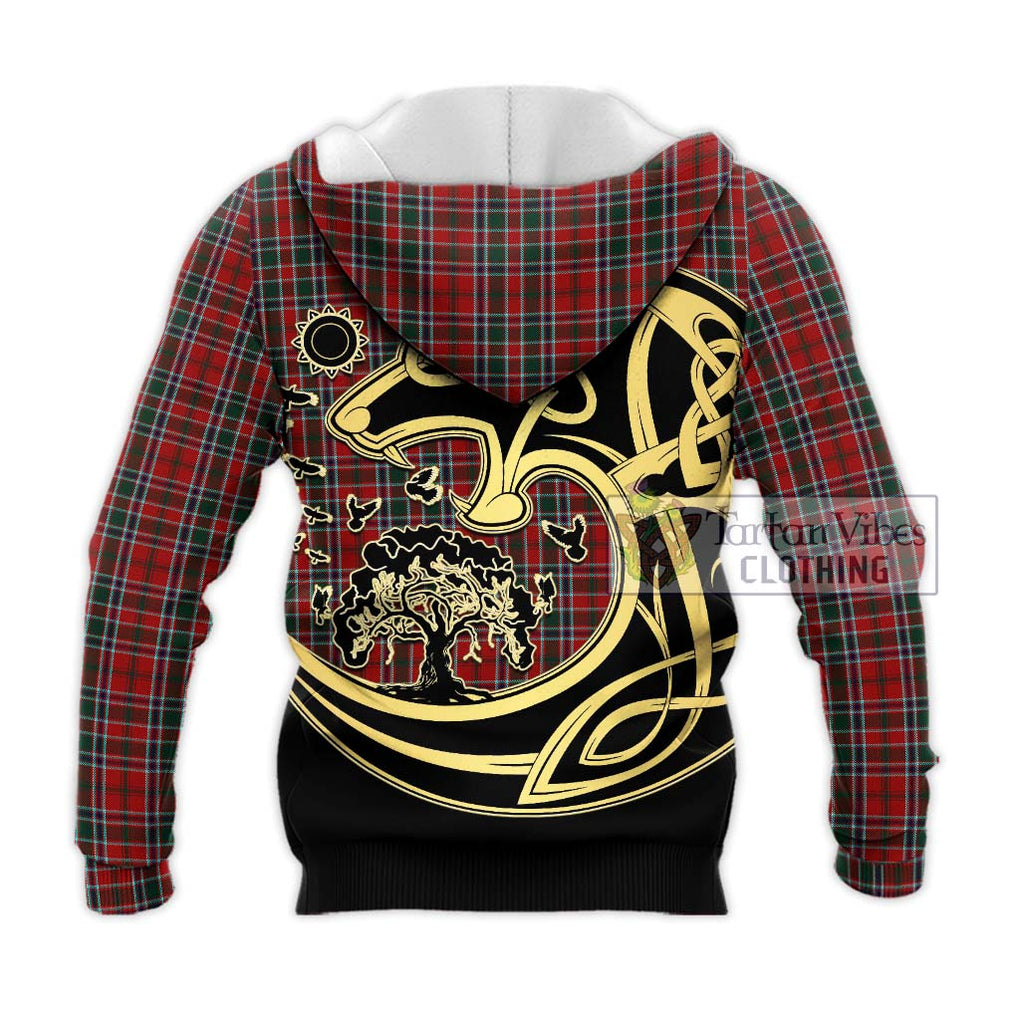 MacDonald of Lochmaddy Tartan Knitted Hoodie with Family Crest Celtic Wolf Style - Tartan Vibes Clothing