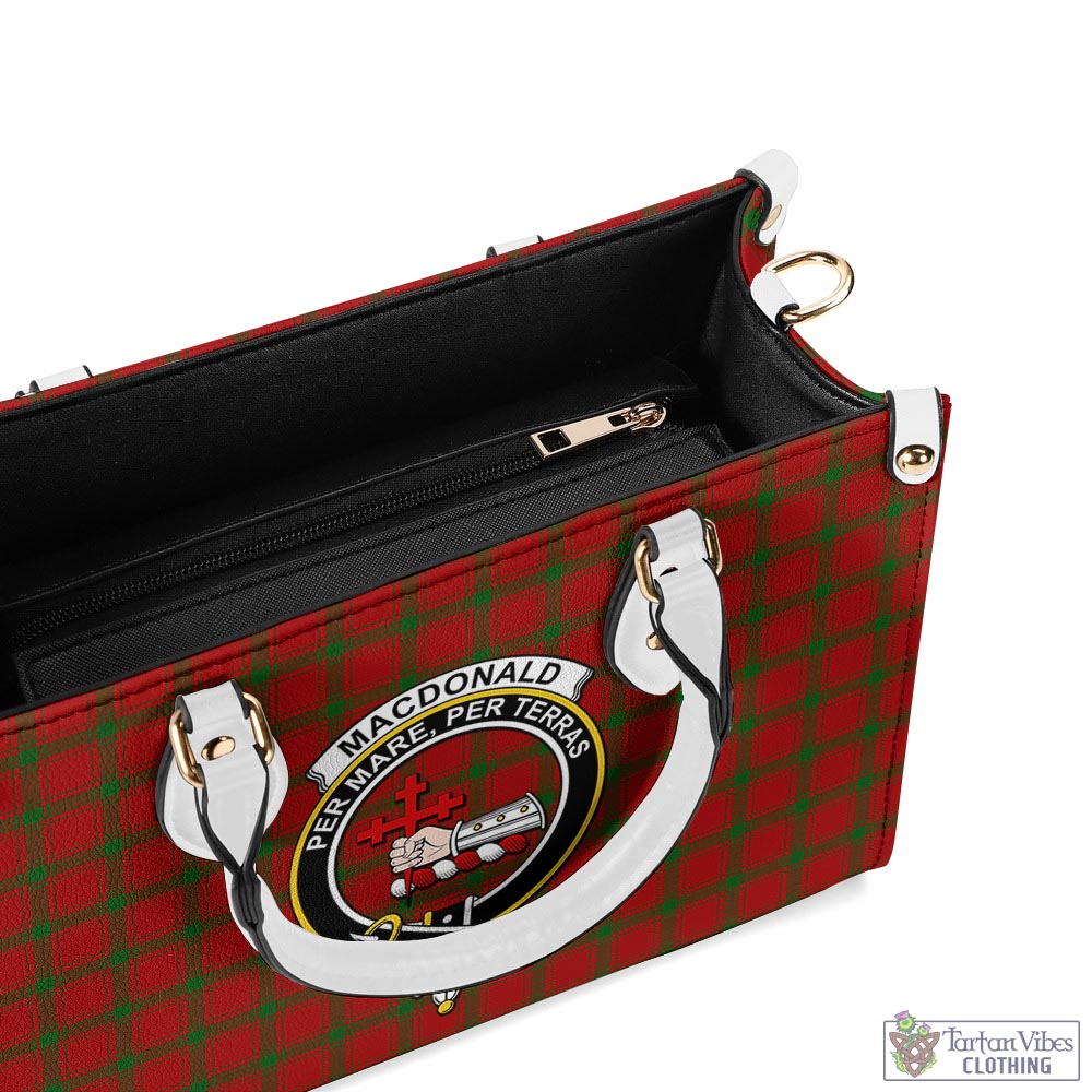 Tartan Vibes Clothing MacDonald of Sleat Tartan Luxury Leather Handbags with Family Crest