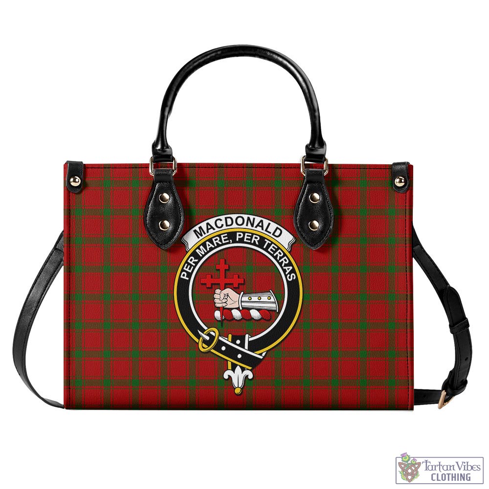 Tartan Vibes Clothing MacDonald of Sleat Tartan Luxury Leather Handbags with Family Crest