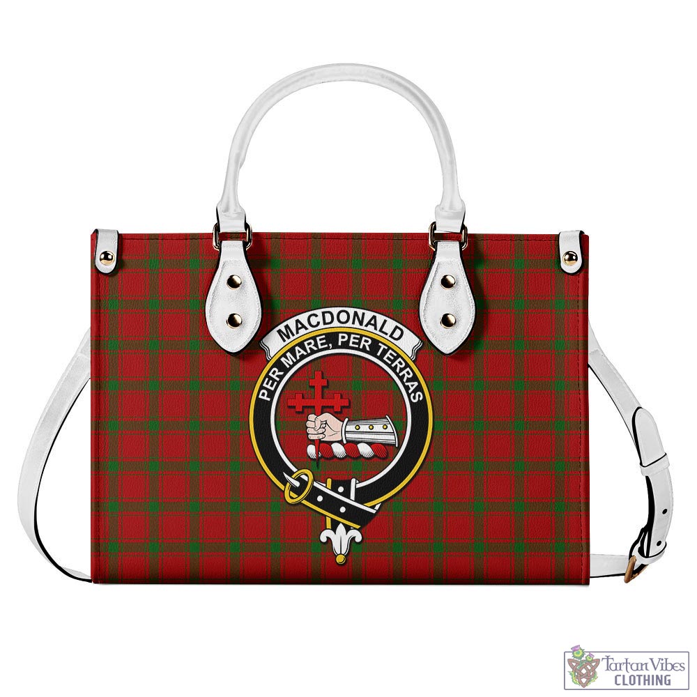 Tartan Vibes Clothing MacDonald of Sleat Tartan Luxury Leather Handbags with Family Crest