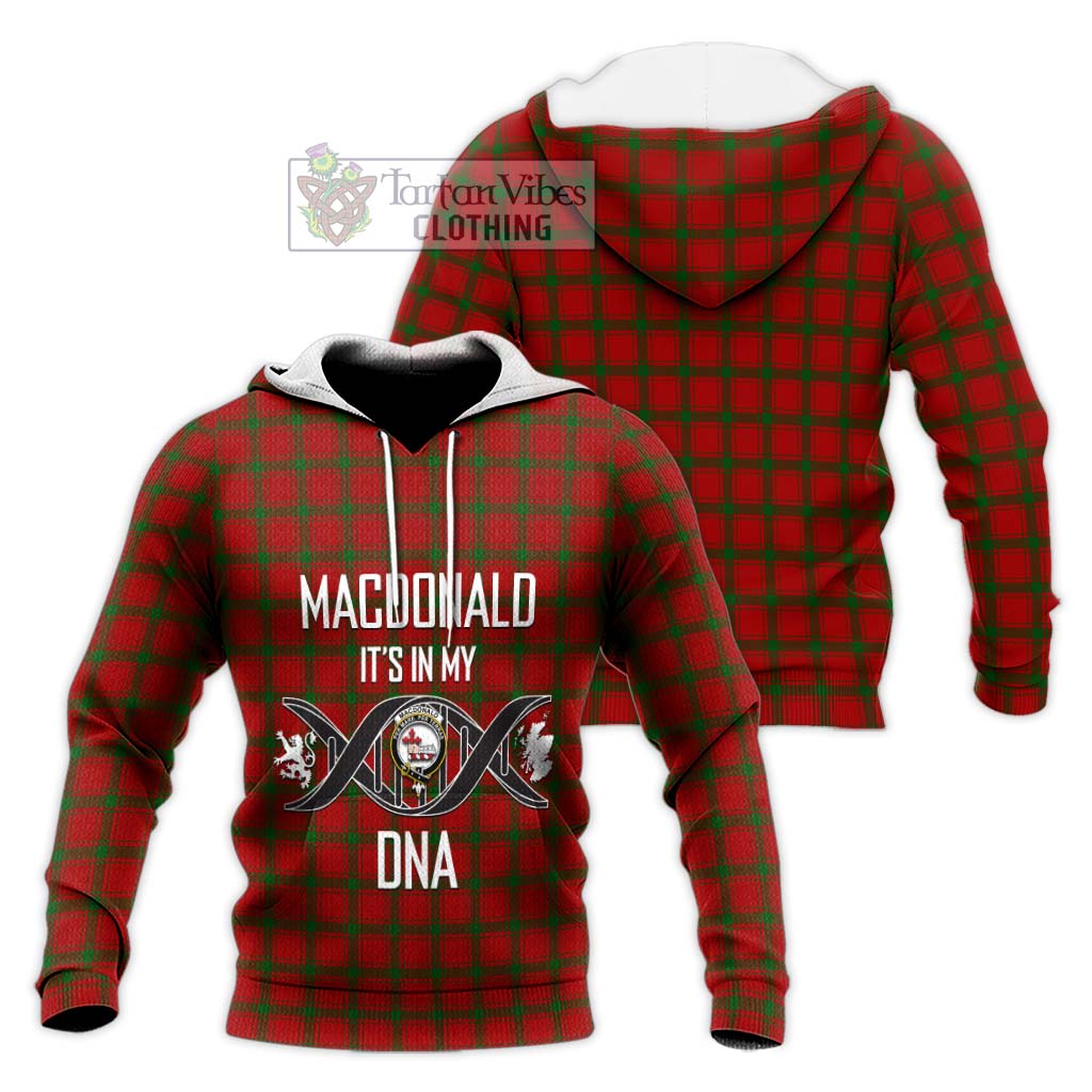 Tartan Vibes Clothing MacDonald of Sleat Tartan Knitted Hoodie with Family Crest DNA In Me Style