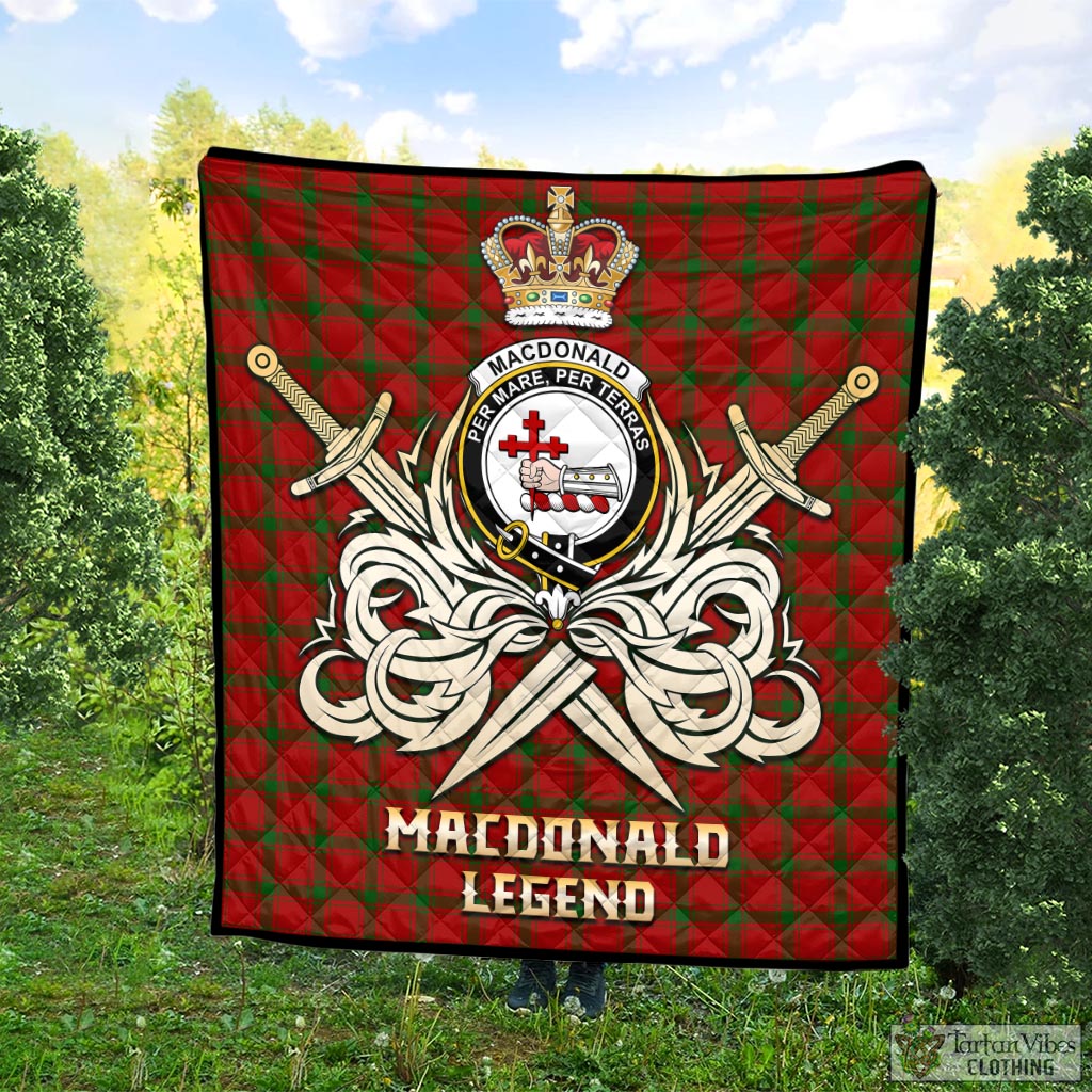 Tartan Vibes Clothing MacDonald of Sleat Tartan Quilt with Clan Crest and the Golden Sword of Courageous Legacy