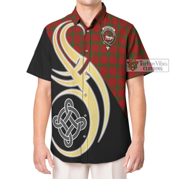 MacDonald (McDonald) of Sleat Tartan Short Sleeve Button Shirt with Family Crest and Celtic Symbol Style