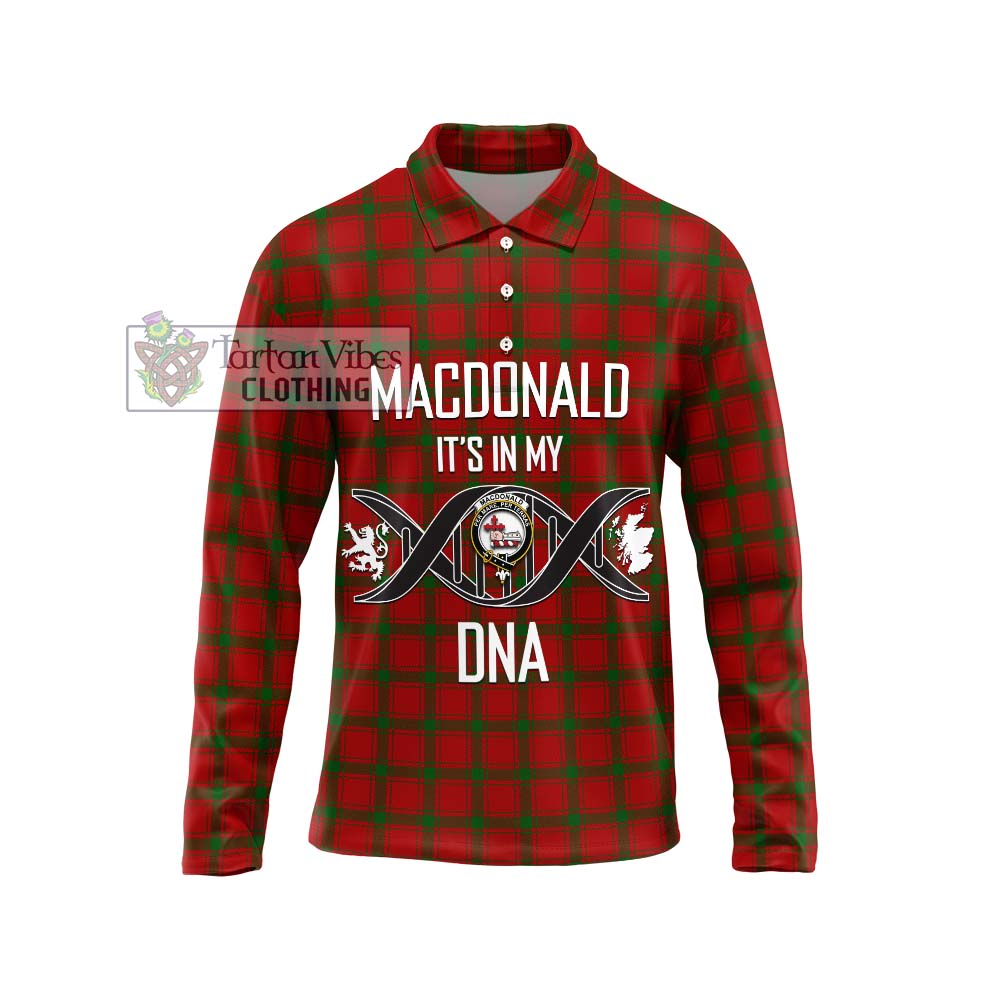 MacDonald (McDonald) of Sleat Tartan Long Sleeve Polo Shirt with Family Crest DNA In Me Style Unisex - Tartanvibesclothing Shop