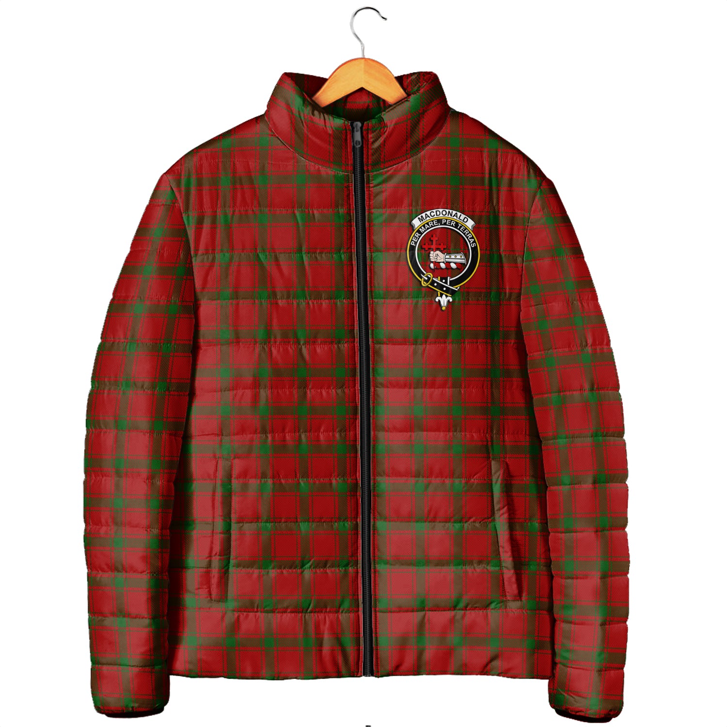 MacDonald (McDonald) of Sleat Tartan Padded Jacket with Family Crest Men's Padded Jacket - Tartan Vibes Clothing