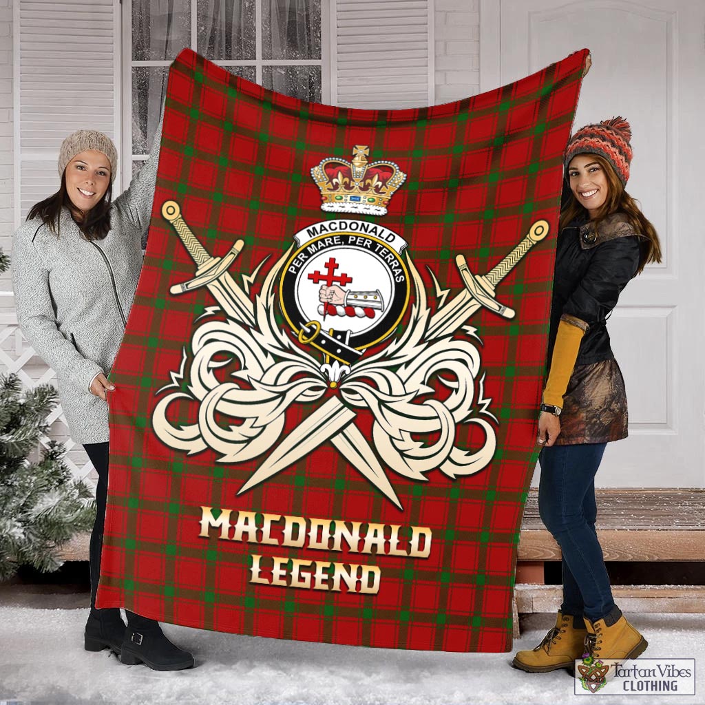 Tartan Vibes Clothing MacDonald of Sleat Tartan Blanket with Clan Crest and the Golden Sword of Courageous Legacy