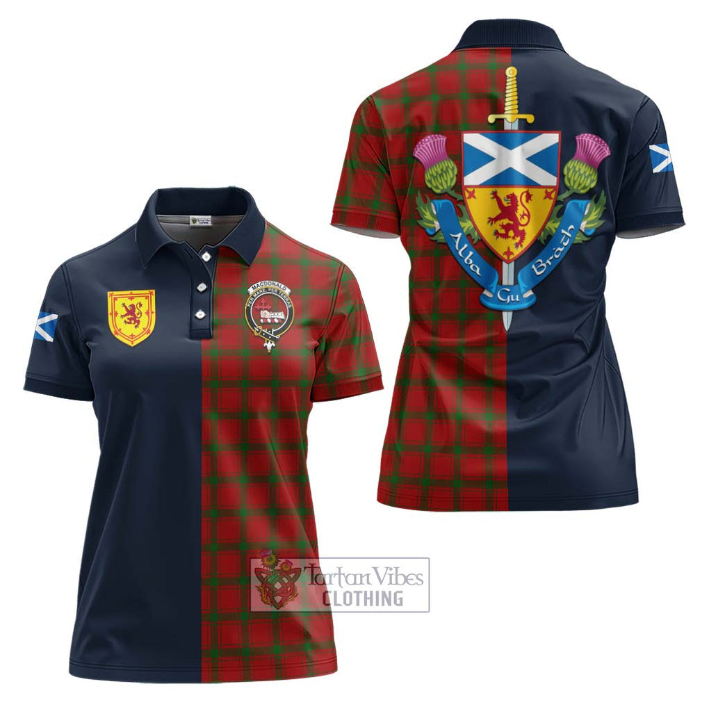 Tartan Vibes Clothing MacDonald of Sleat Tartan Women's Polo Shirt with Scottish Lion Royal Arm Half Style