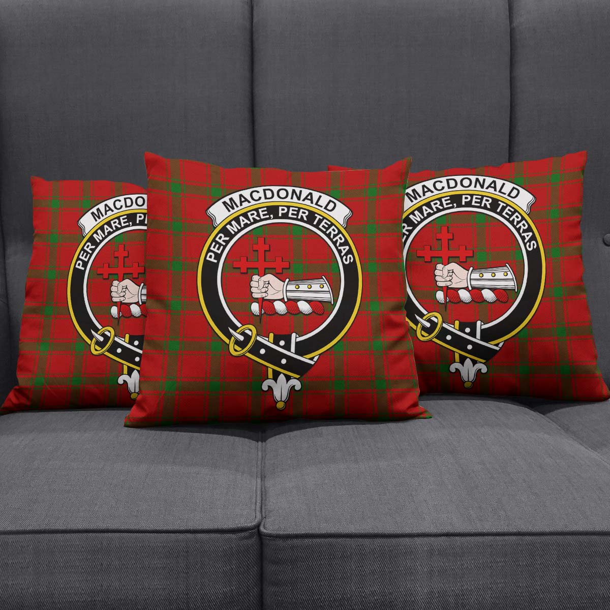 MacDonald of Sleat Tartan Pillow Cover with Family Crest Square Pillow Cover - Tartanvibesclothing