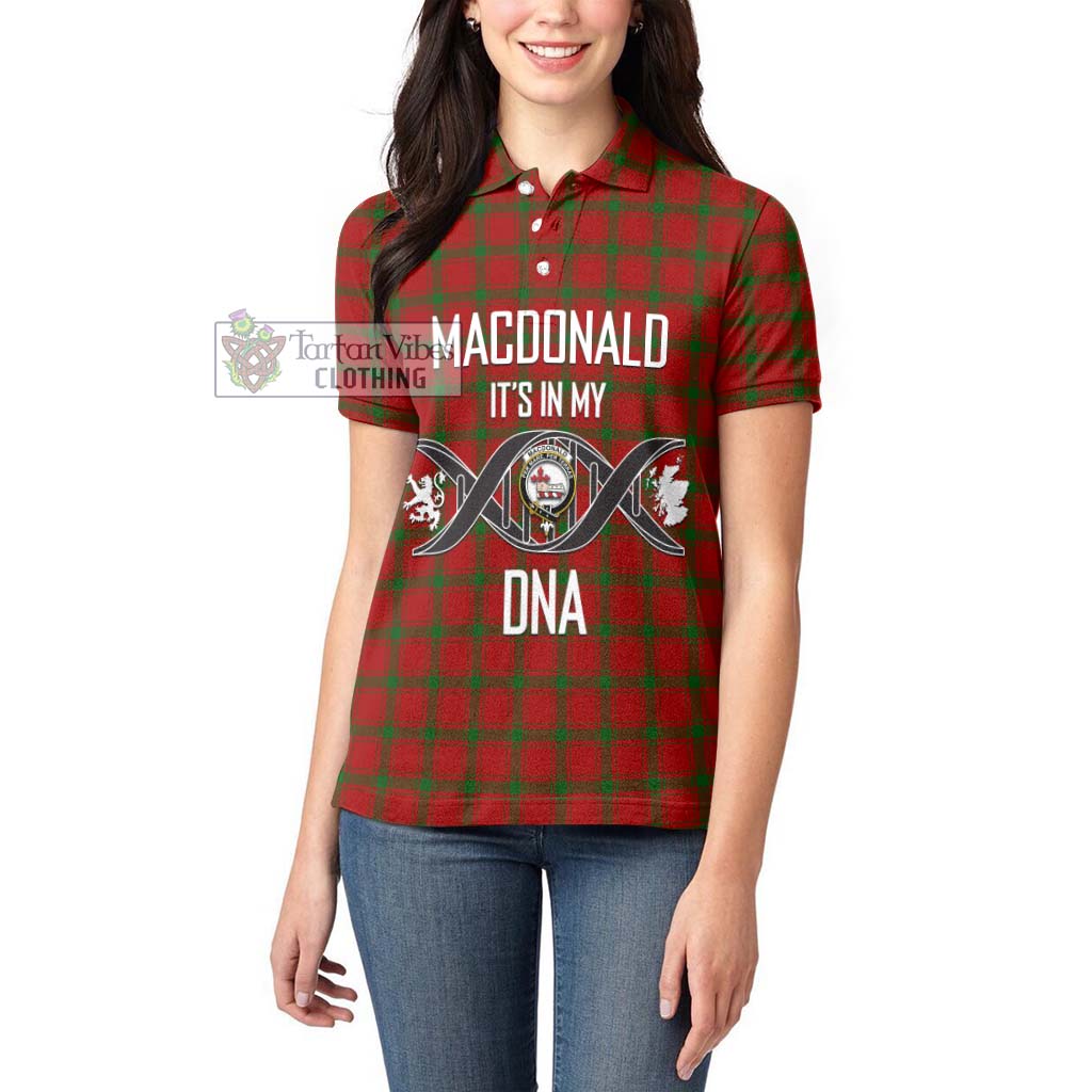 MacDonald (McDonald) of Sleat Tartan Women's Polo Shirt with Family Crest DNA In Me Style Women - Tartanvibesclothing Shop