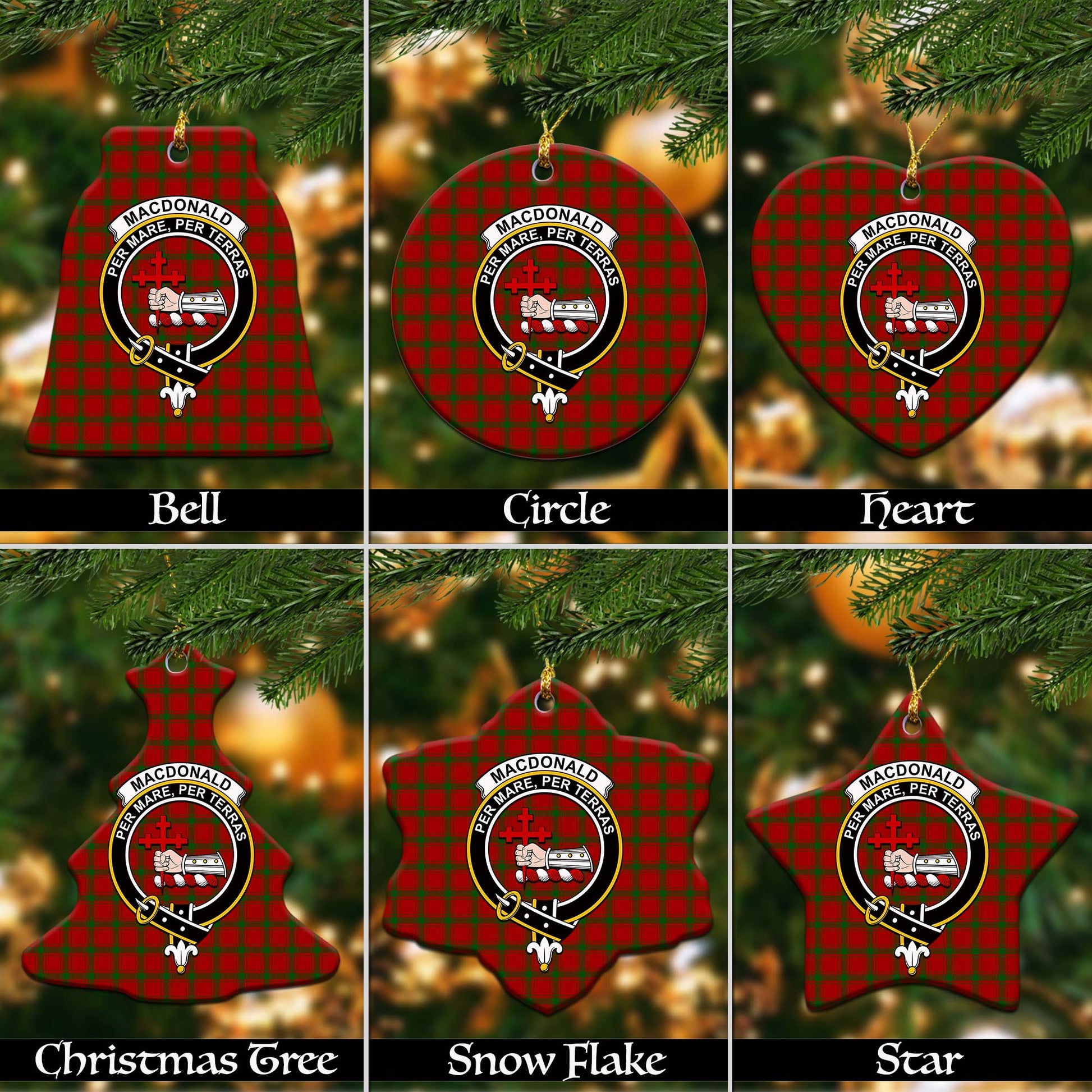 MacDonald of Sleat Tartan Christmas Ornaments with Family Crest - Tartanvibesclothing