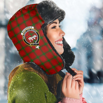 MacDonald of Sleat Tartan Winter Trapper Hat with Family Crest