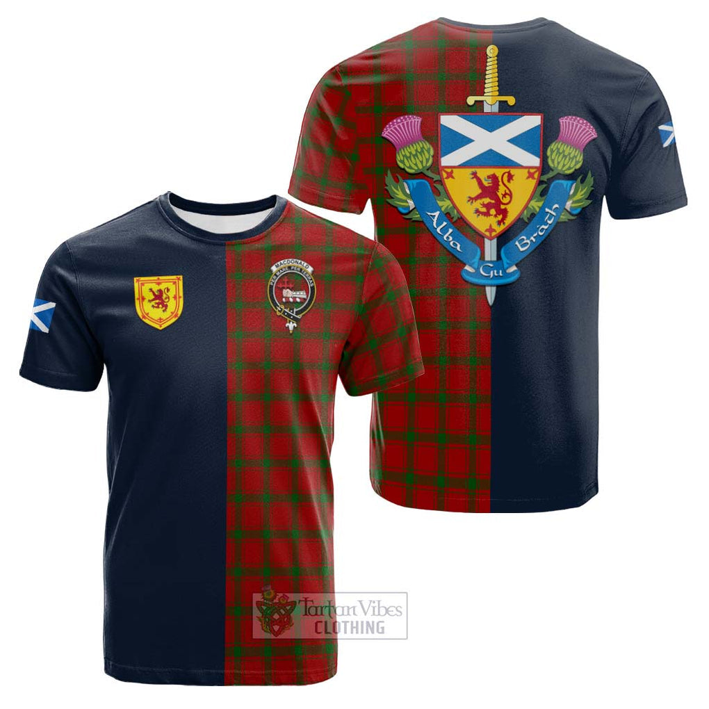 Tartan Vibes Clothing MacDonald of Sleat Tartan Cotton T-shirt with Scottish Lion Royal Arm Half Style