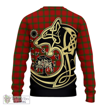 MacDonald of Sleat Tartan Knitted Sweater with Family Crest Celtic Wolf Style