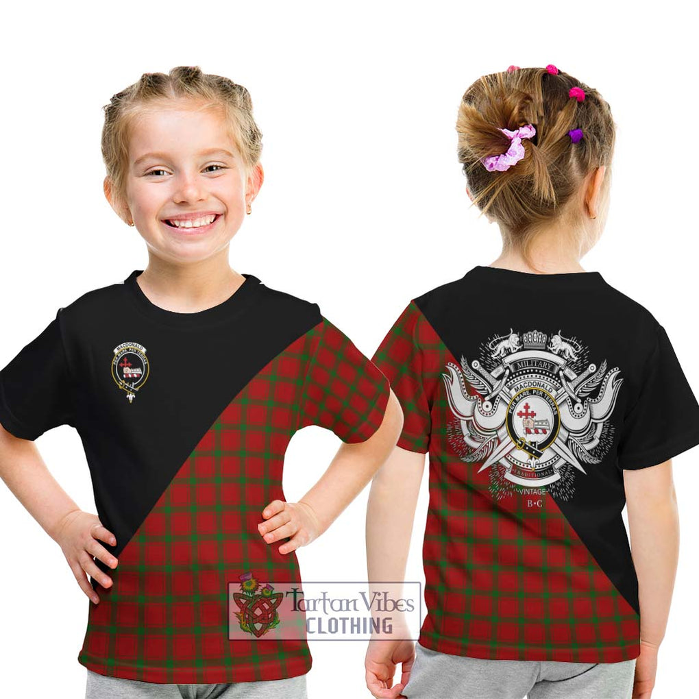 MacDonald (McDonald) of Sleat Tartan Kid T-Shirt with Family Crest and Military Logo Style - Tartanvibesclothing Shop