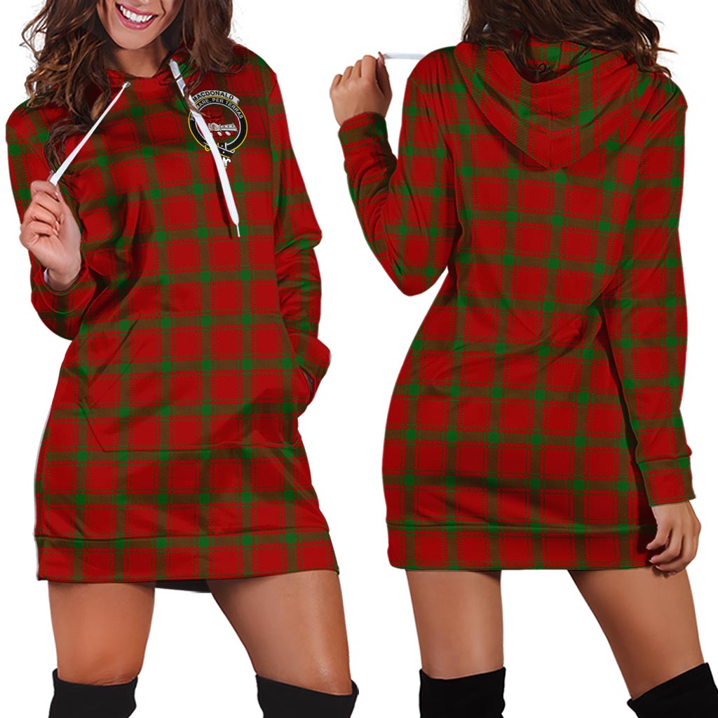 MacDonald of Sleat Tartan Hoodie Dress with Family Crest - Tartanvibesclothing