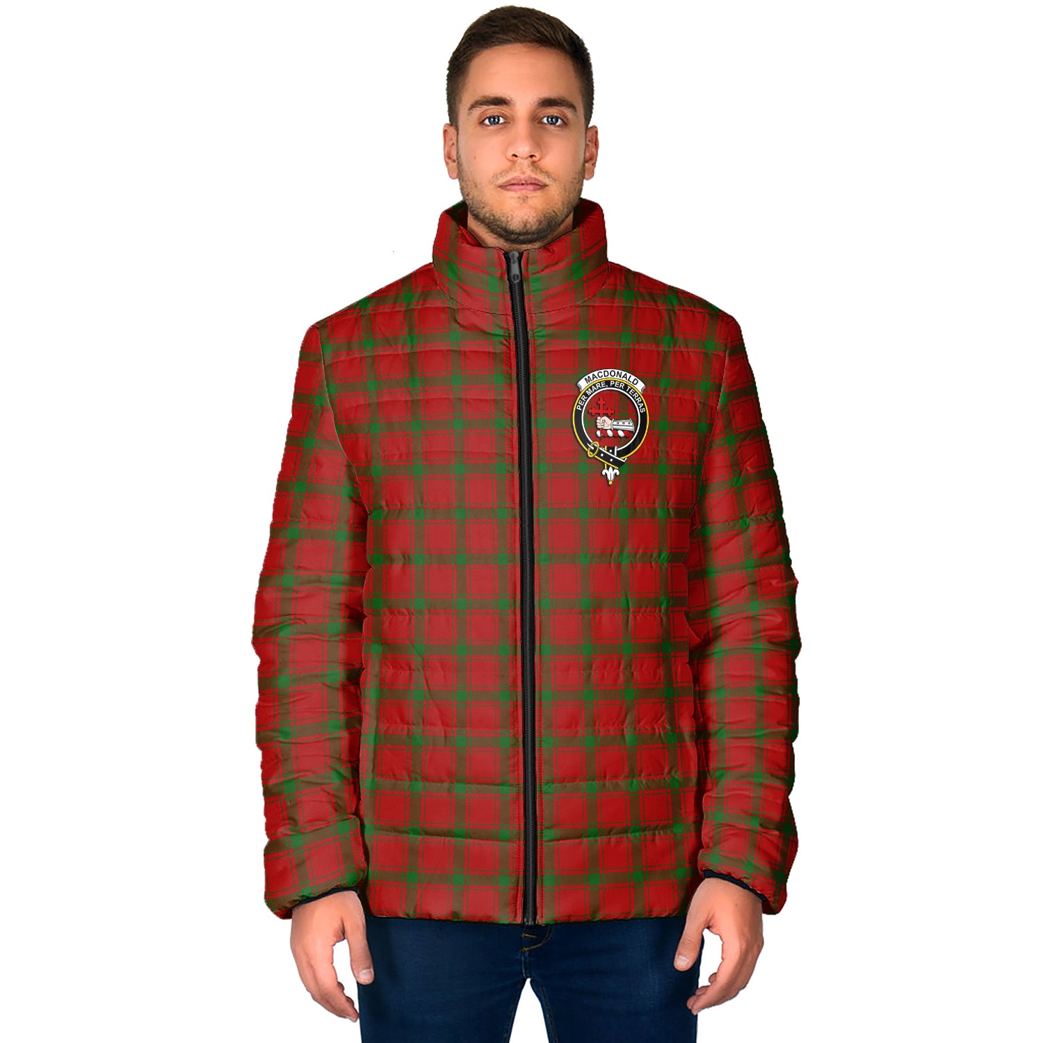 MacDonald (McDonald) of Sleat Tartan Padded Jacket with Family Crest - Tartan Vibes Clothing