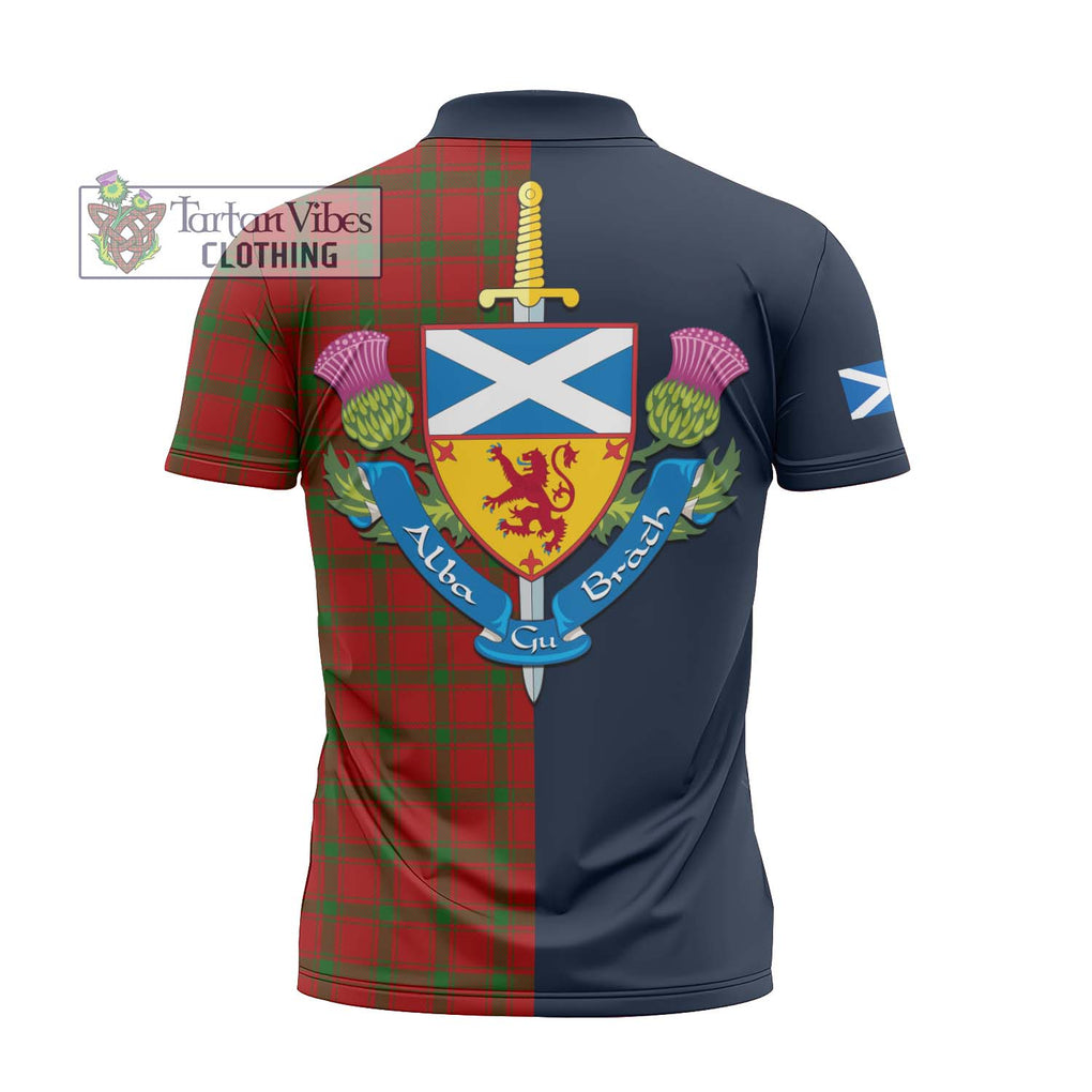 Tartan Vibes Clothing MacDonald of Sleat Tartan Zipper Polo Shirt with Scottish Lion Royal Arm Half Style