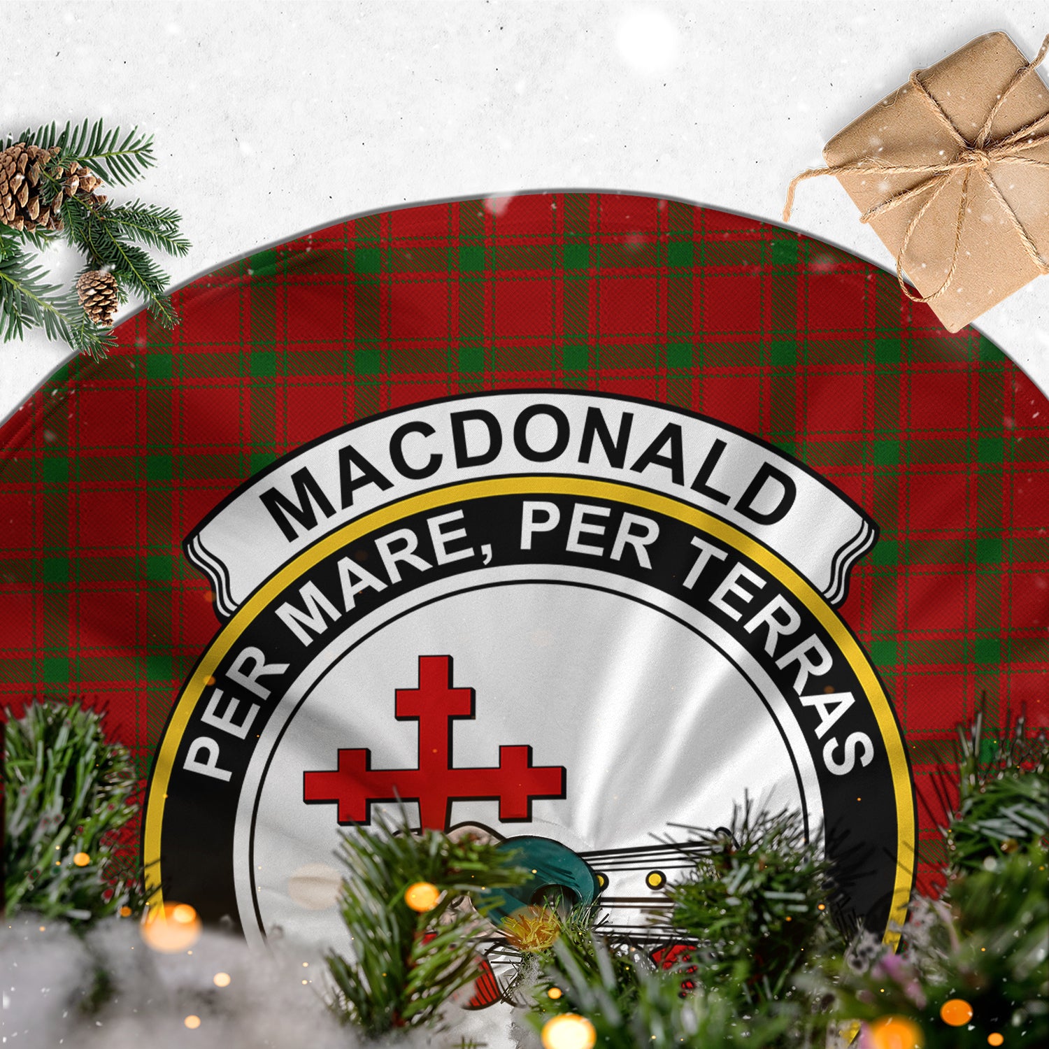 MacDonald of Sleat Tartan Christmas Tree Skirt with Family Crest - Tartanvibesclothing