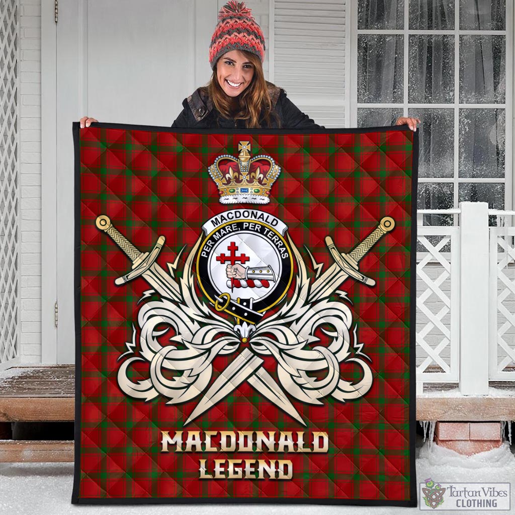 Tartan Vibes Clothing MacDonald of Sleat Tartan Quilt with Clan Crest and the Golden Sword of Courageous Legacy