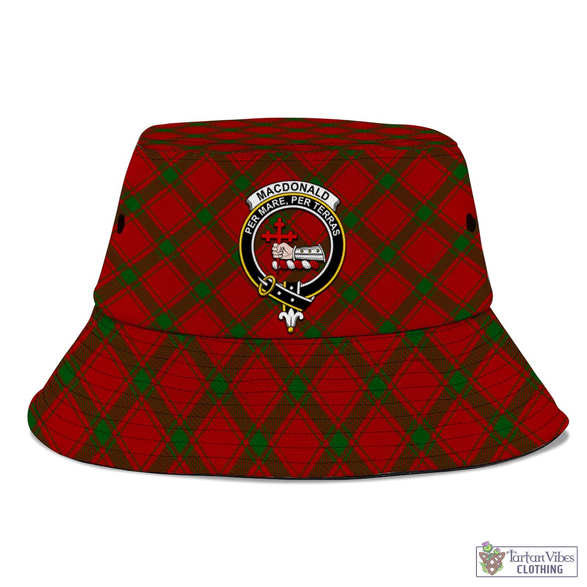 Tartan Vibes Clothing MacDonald of Sleat Tartan Bucket Hat with Family Crest