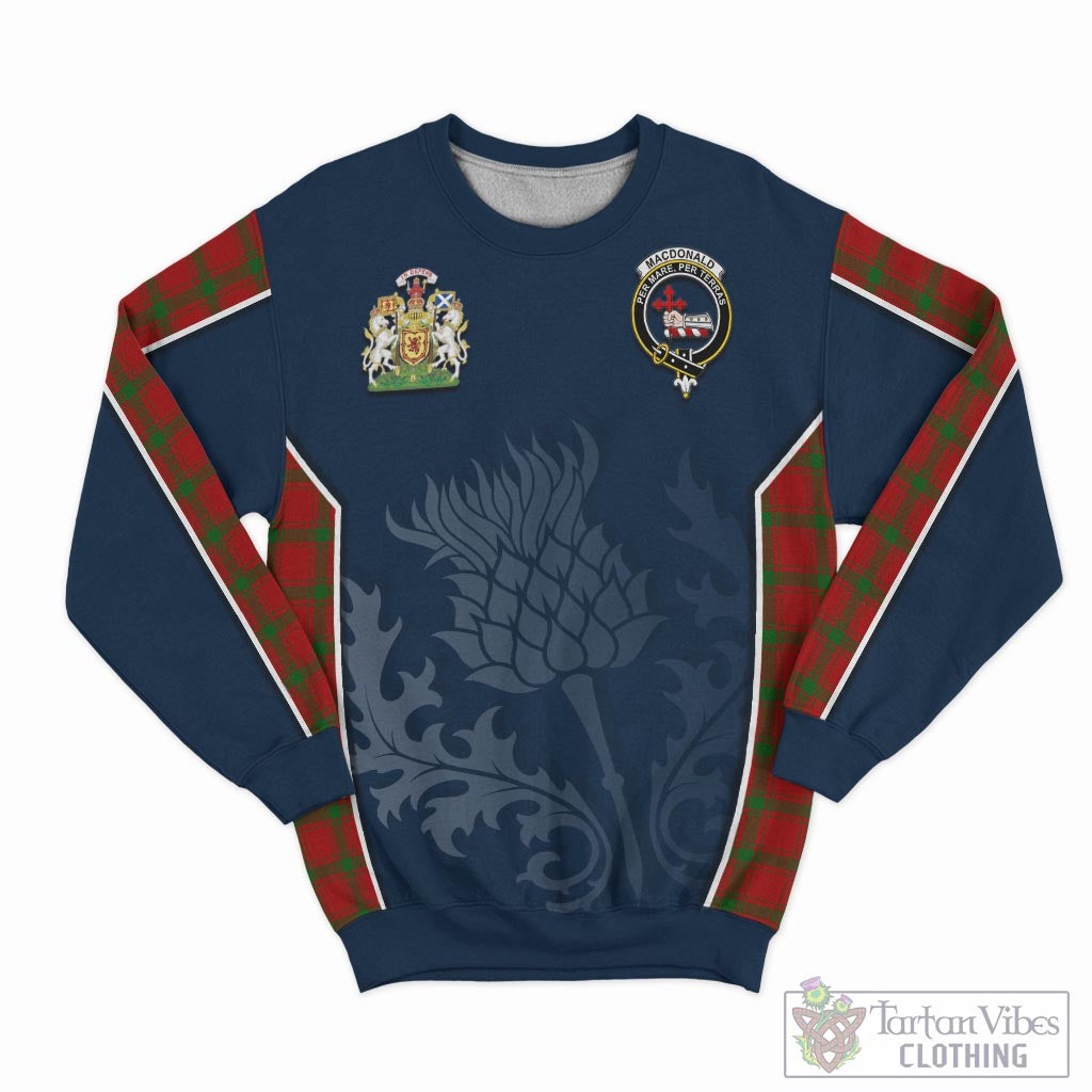 Tartan Vibes Clothing MacDonald of Sleat Tartan Sweatshirt with Family Crest and Scottish Thistle Vibes Sport Style