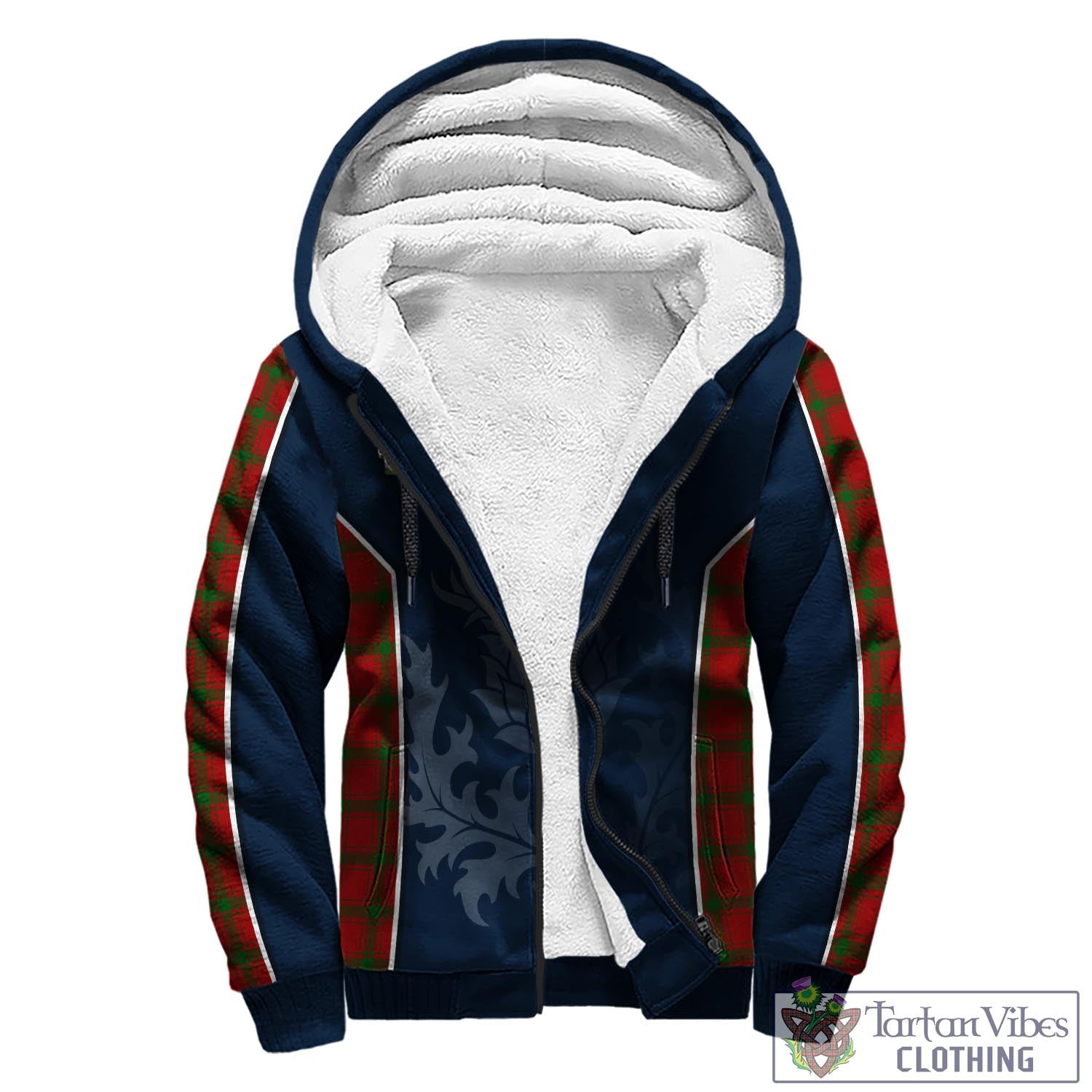 Tartan Vibes Clothing MacDonald of Sleat Tartan Sherpa Hoodie with Family Crest and Scottish Thistle Vibes Sport Style