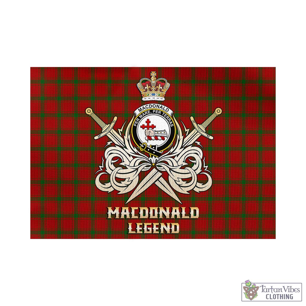 Tartan Vibes Clothing MacDonald of Sleat Tartan Flag with Clan Crest and the Golden Sword of Courageous Legacy