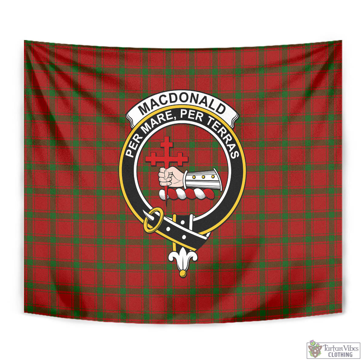 Tartan Vibes Clothing MacDonald of Sleat Tartan Tapestry Wall Hanging and Home Decor for Room with Family Crest