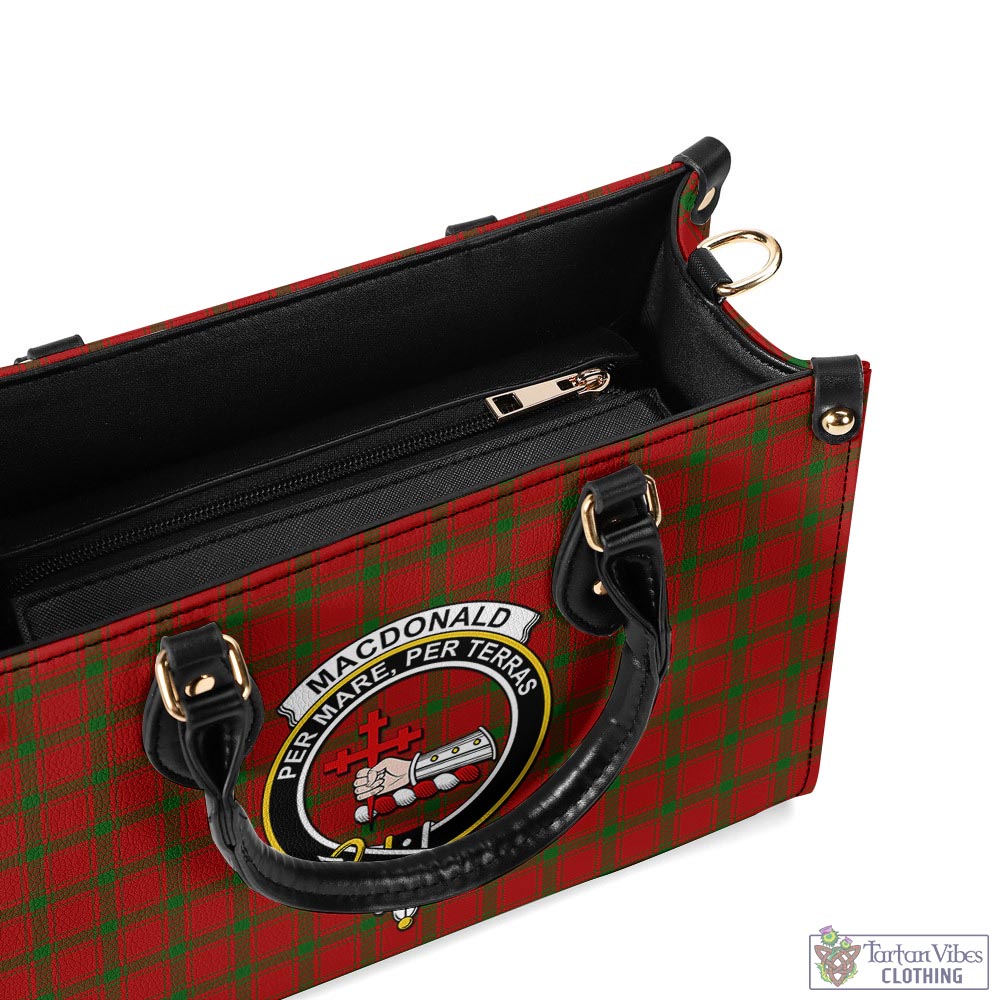 Tartan Vibes Clothing MacDonald of Sleat Tartan Luxury Leather Handbags with Family Crest