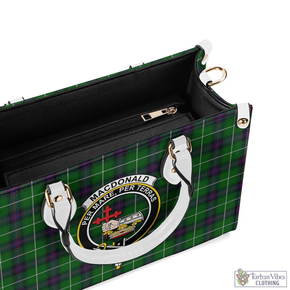 Tartan Vibes Clothing MacDonald of The Isles Tartan Luxury Leather Handbags with Family Crest