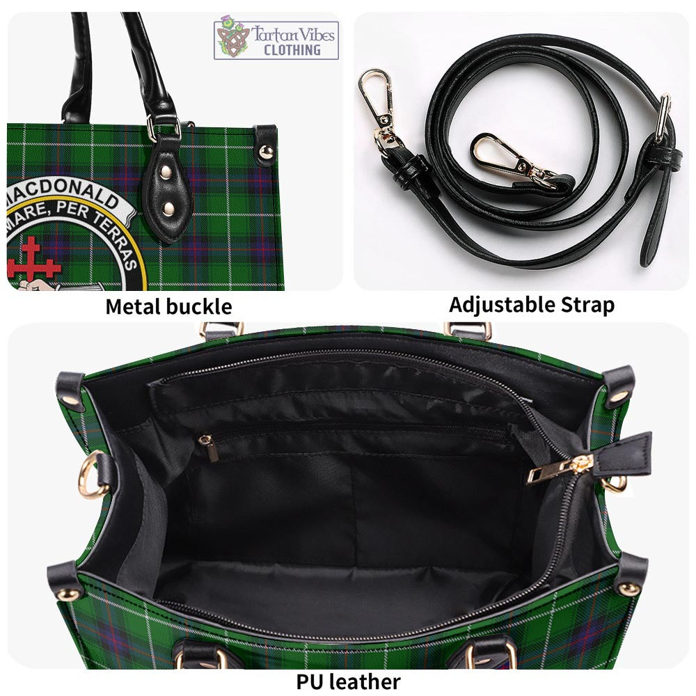 Tartan Vibes Clothing MacDonald of The Isles Tartan Luxury Leather Handbags with Family Crest