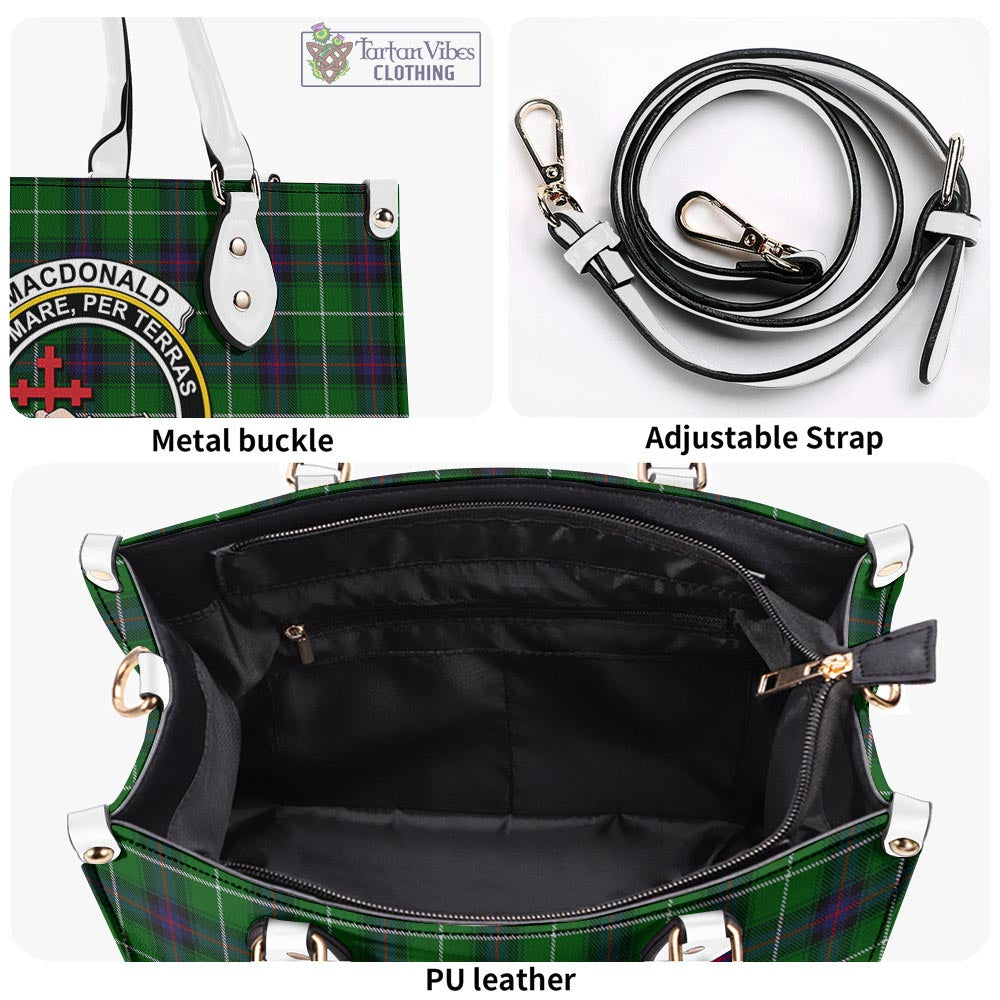 Tartan Vibes Clothing MacDonald of The Isles Tartan Luxury Leather Handbags with Family Crest