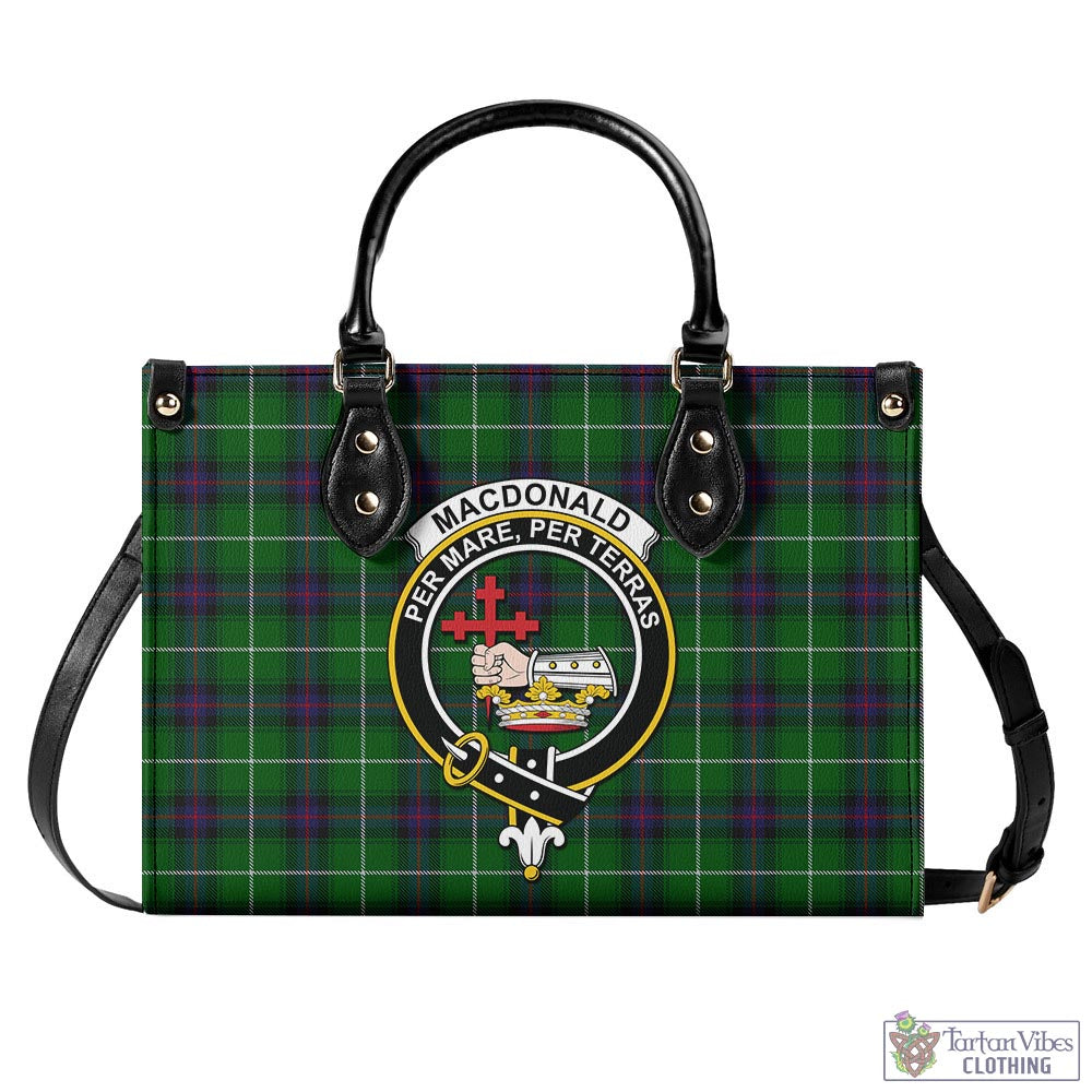 Tartan Vibes Clothing MacDonald of The Isles Tartan Luxury Leather Handbags with Family Crest