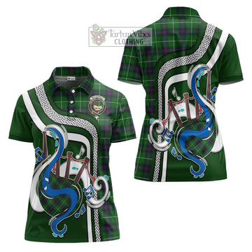 MacDonald of The Isles Tartan Women's Polo Shirt with Epic Bagpipe Style