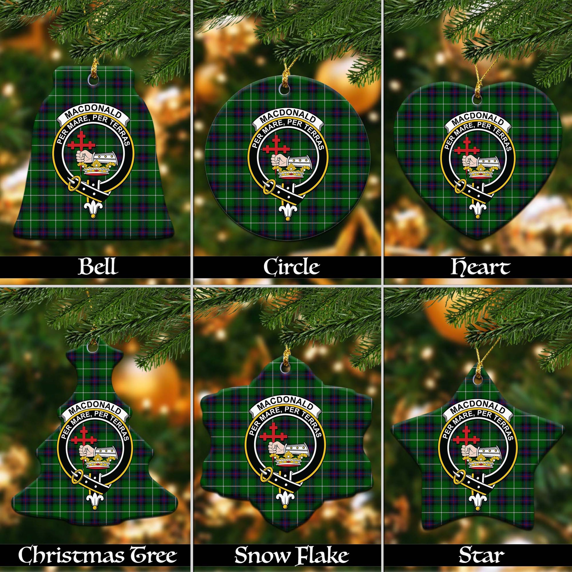 MacDonald of The Isles Tartan Christmas Ornaments with Family Crest - Tartanvibesclothing