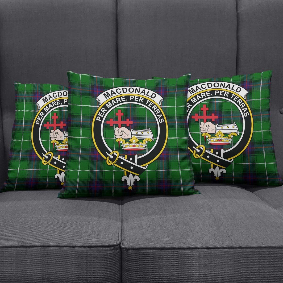 MacDonald of The Isles Tartan Pillow Cover with Family Crest Square Pillow Cover - Tartanvibesclothing