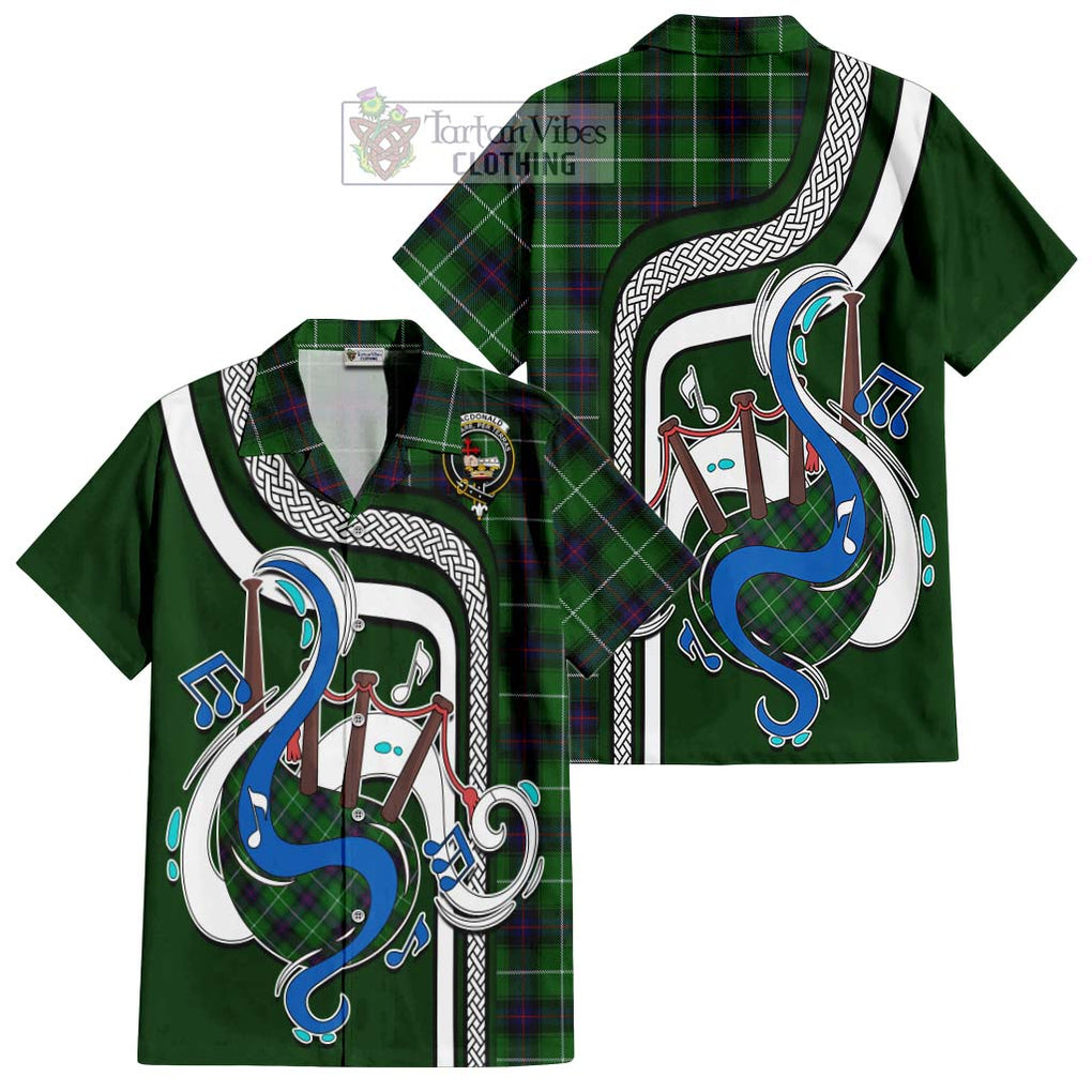 MacDonald of The Isles Tartan Short Sleeve Button Shirt with Epic Bagpipe Style Kid - Tartanvibesclothing Shop