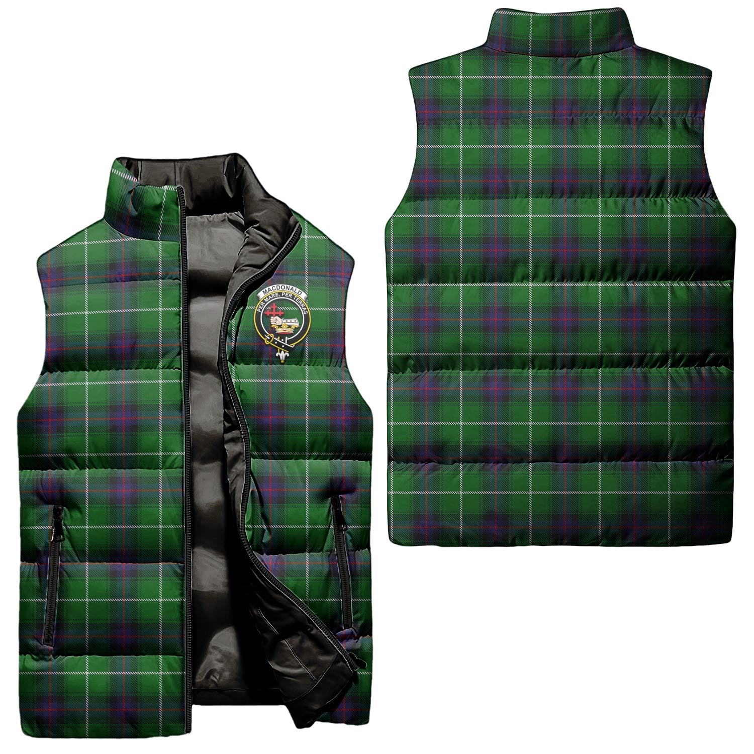 MacDonald of The Isles Tartan Sleeveless Puffer Jacket with Family Crest Unisex - Tartanvibesclothing