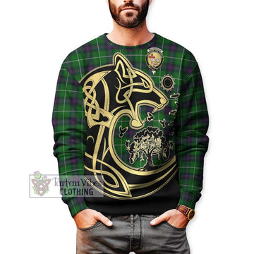 MacDonald of The Isles Tartan Sweatshirt with Family Crest Celtic Wolf Style