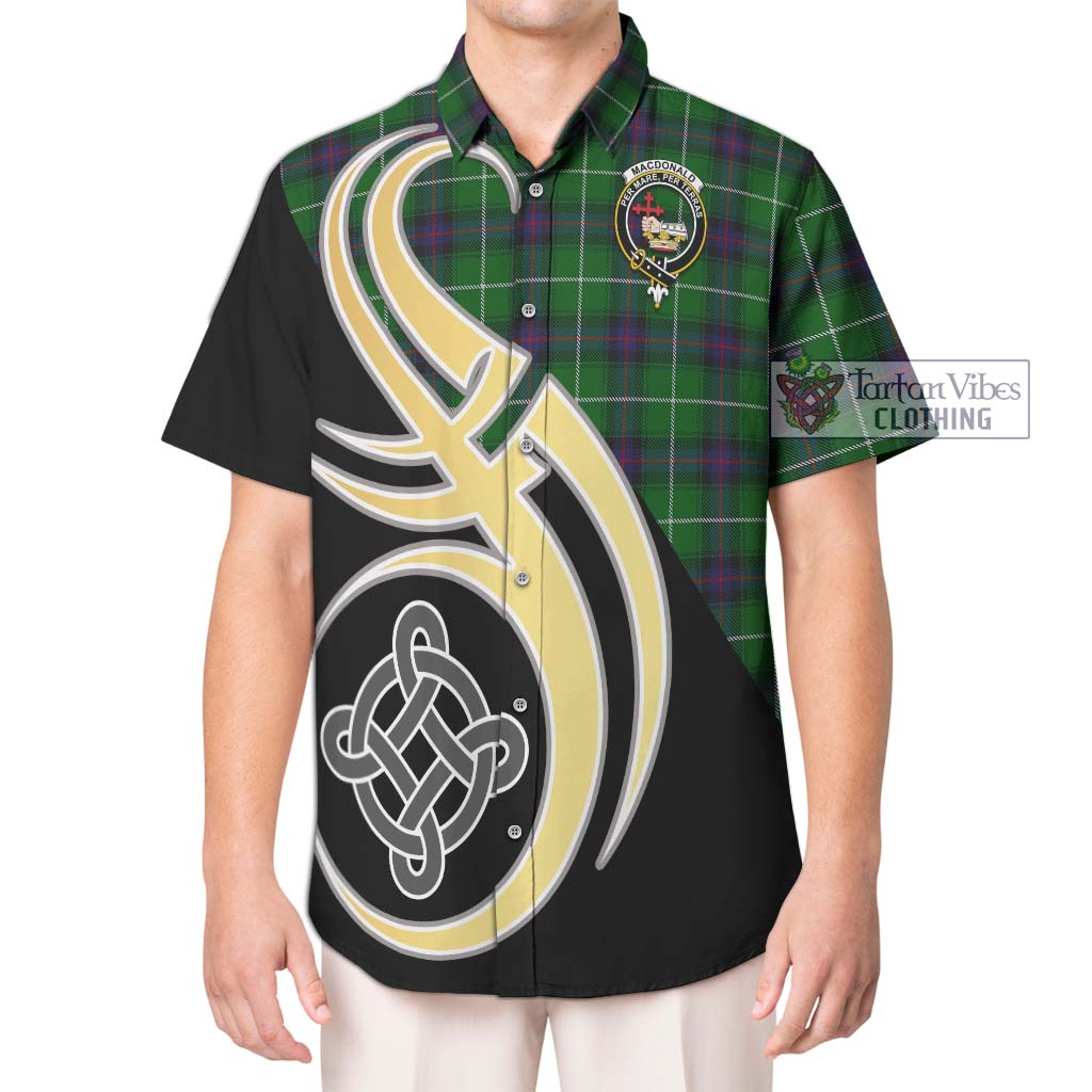 MacDonald of The Isles Tartan Short Sleeve Button Shirt with Family Crest and Celtic Symbol Style Kid - Tartan Vibes Clothing