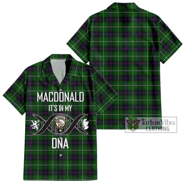 MacDonald of The Isles Tartan Short Sleeve Button Shirt with Family Crest DNA In Me Style