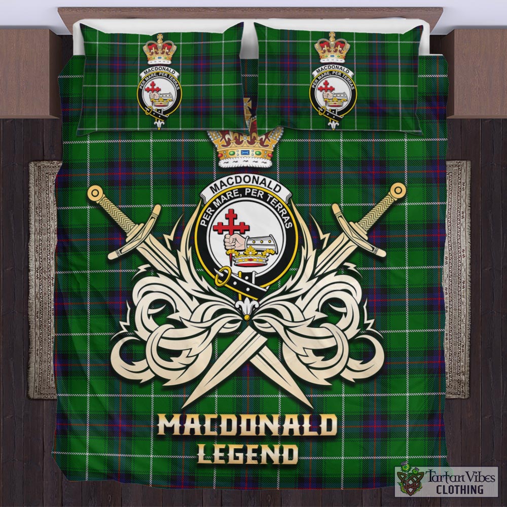 Tartan Vibes Clothing MacDonald of The Isles Tartan Bedding Set with Clan Crest and the Golden Sword of Courageous Legacy